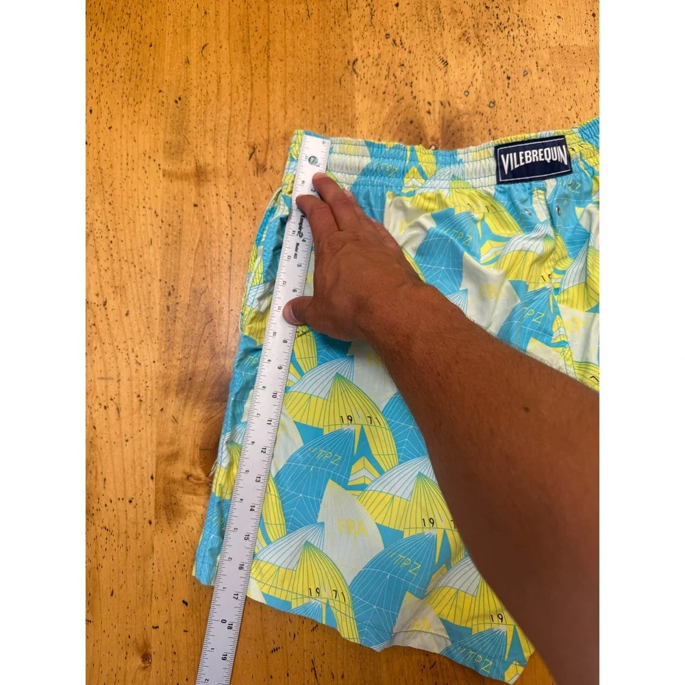 Vilebrequin Moorea XXL Swim Trunks Blue Yellow Sail Print Board Shorts Mens